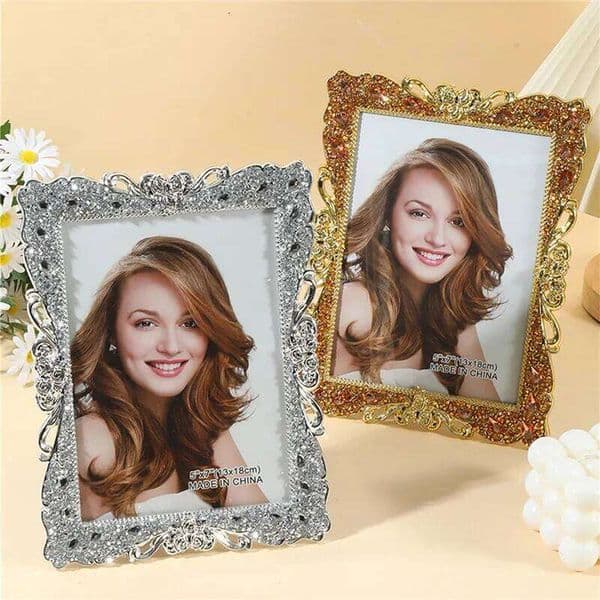 1Pc gold, silver, diamond photo frame American classic, used for home, bedroom, living room, Halloween, Christmas decoration 26H0225