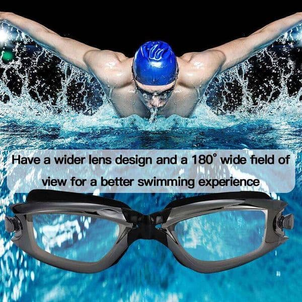 Adult Myopia One-piece Earplugs Electroplating Anti-fog High-definition Swimming Goggles 26Y0228