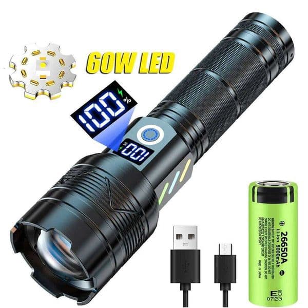 High Power Strong Light Long Range LEP Flashlight USB Charging 26650 Lithium Battery Outdoor Telescopic Zoom Super Bright Torch Z260228