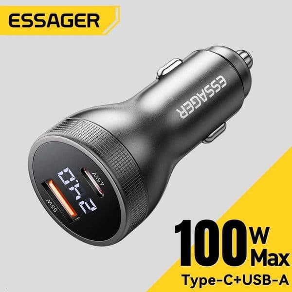 For Essager 100W Car Charger USB C Quick Charge PD 45W for iPhone 15 pro 14 Poco Samsung Galaxy S24 Fast Charger Charging X260228
