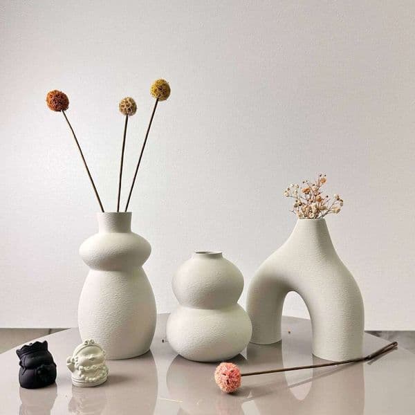 3-Piece Multi-Color Art Vase Set - Minimalist Bohemian Decorative Vases, Perfect for Weddings, Valentine's Day, Living Room, an 26W0228