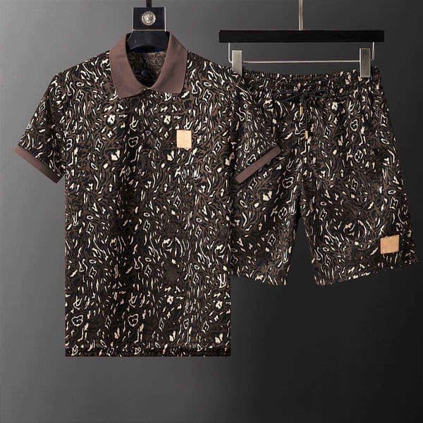 Men's Tracksuits Designer 2026 Brand Tracksuit Men Short Sleeve Gray Cotton T Shirt Shorts Print Male Casual Set Jogger Sportwear 2 Pieces Sets 516541 4A2U