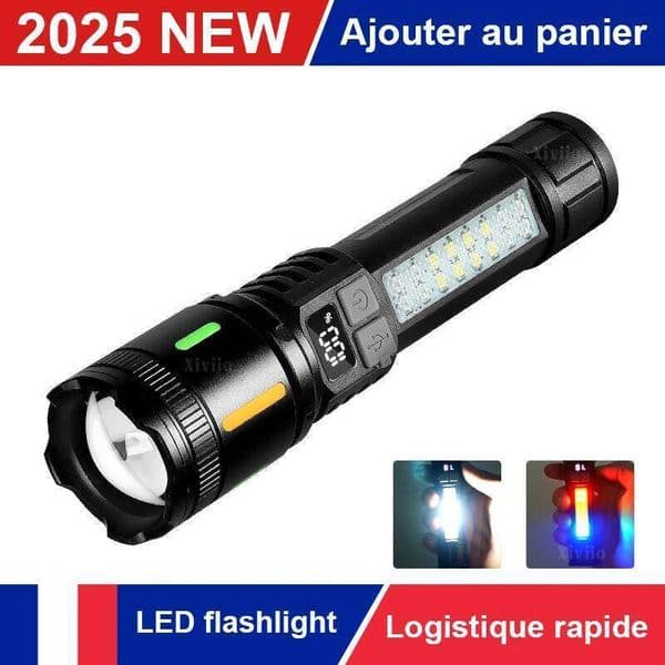 Most Powerful LED with Side Light Type-C Rechargeable Handheld Flashlight Portable Emergency Lighting Outdoor Camping Z260228
