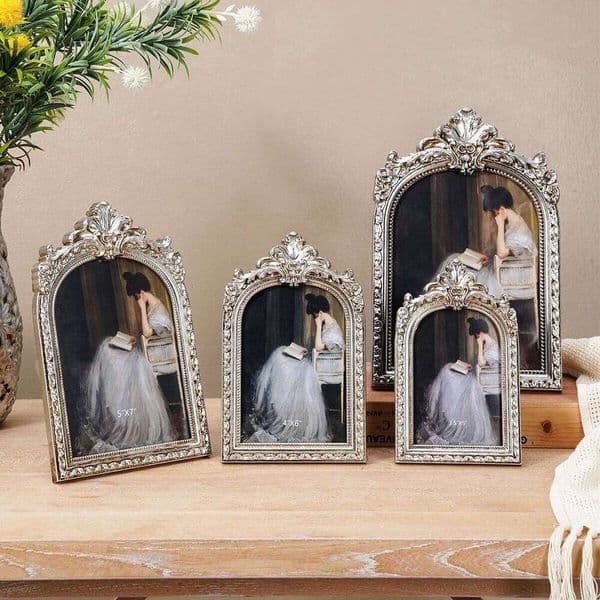 1PC, European retro silver arched lace decorative frame, suitable for photo display, home decoration and photography props 26Y0228