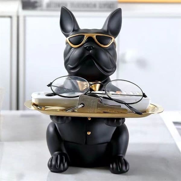 Multi Functional Bulldog Tray Animal Statue Creative Ornament Living Room Bedroom Decoration 260208