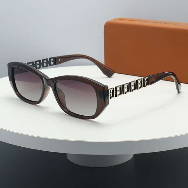 Sunglasses Cat Eye Small Frame Hollow F Letter Design with Chain Accents and Polarized Lenses for Daily Outdoor Travel Gift High Quality Texture Online sale 12A