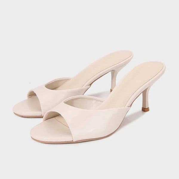 Women pu Leather Mules Kitten Heels round head Slides Summer Sandals Elegant Office Lady Work Shoes Minimalist Slip On K260228