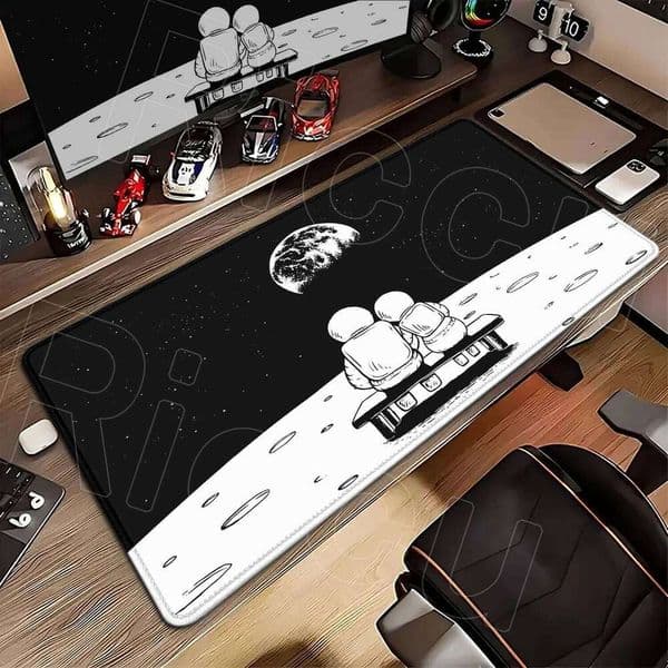 Space Large Gaming Keyboard Mouse Pad 120x60cm Minimalism Astronauts Computer Gamer Desk Mausepad Long Mousepad Non-slip Playmat 26L0228