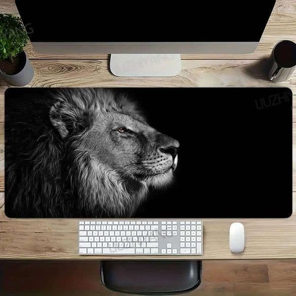 Computer Mat Lion Mouse Pad Anime Mousepad Gamer Table Office Carpet Multiple sizes Large Desk Accessory Black Keyboard Deskpad 26L0228