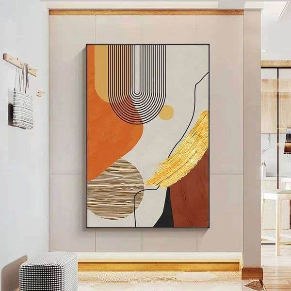 Golden Luxury Abstract Line Canvas Painting Large Size Nordic Wall Art Pictures for Living Room Modern Home Decor Poster Print 26H0228