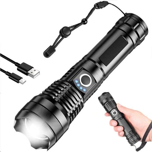Rechargeable LED 990000 Lumens Super Bright Portable Flashlights 5 Modes IPX4 Waterproof Handheld Torches for Hiking Z260228