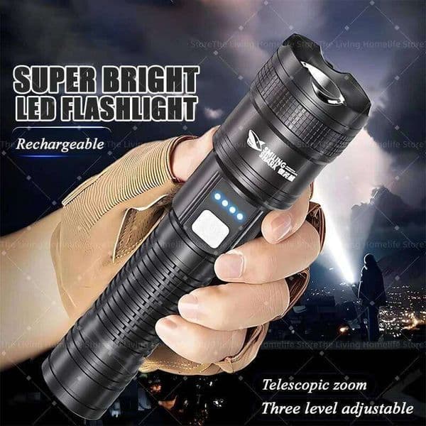 Telescopic Zoom Flashlight Strong Rechargeable Super Bright Long-range Mini Portable Home Outdoor Durable LED Light Z260228