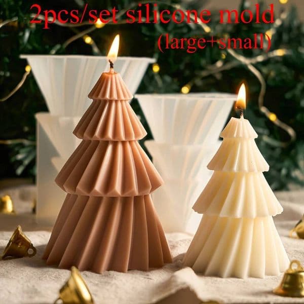 Bestseller 2pcs Christmas Tree Silicone Mold Set DIY Candle 3D Spiral Pine Design Handmade Rotating Plant Resin Plaster for Party Decor ddmySat
