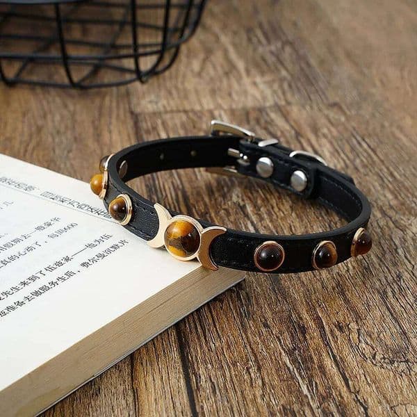Soft Leather Collar Fashion Tiger Eyes Decoration Puppy Neck Strap Kitten Necklace Accessories Cat Supplies XS/S/M Chihuahua C260228