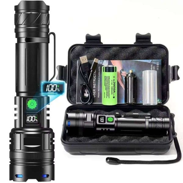 High Power LED Flashlight USB Rechargeable Powerful Strong Light Lantern Portable Tactical Pen Holder Torch For Outdoor Camping Z260228