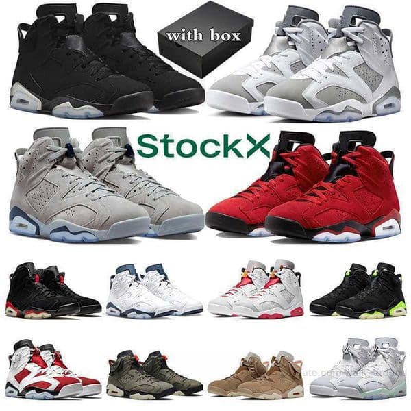 J6 with Box 6 Basketball Shoes 6s Cool Grey Black Metallic Sier Toro Georgetown Infrared Midnight Navy Red Oreo Mens Trainers