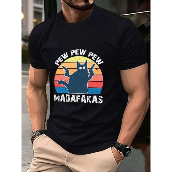 Pew Madafakas Prints Men'S T-Shirt Cotton Summer O-Neck Short Sleeve Tops Soft Oversized T Shirt Casual Mens Clothes C260228