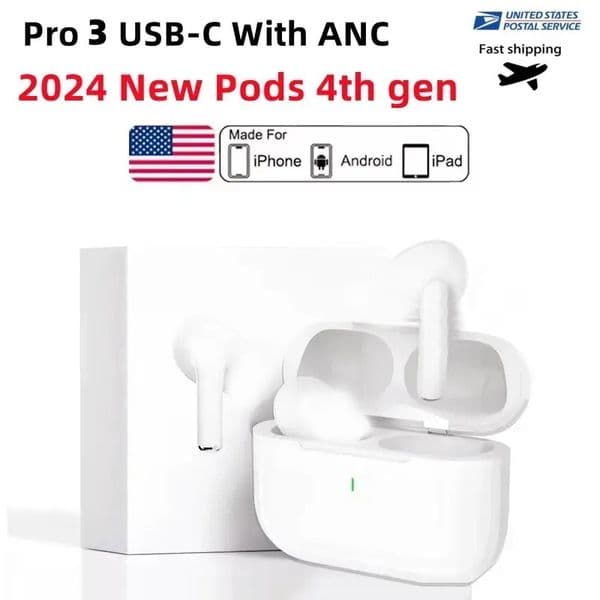 2025 Newest tws earbuds Pods 4th Gen With ANC earbuds Pro 3 2 anc USB C earphones wireless Bluetooth Headset USB-C charging port For Xiaomi iPhone Headphones pods 3rd 2n