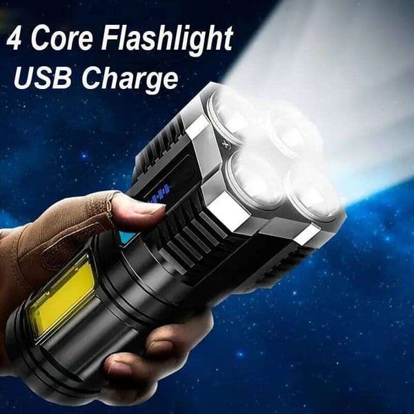 High Power LED Flashlights Camping Torch With Lamp Beads And COB Side Light Rechargeable Portable Hand Lantern 4 Lighting Mode Z260228