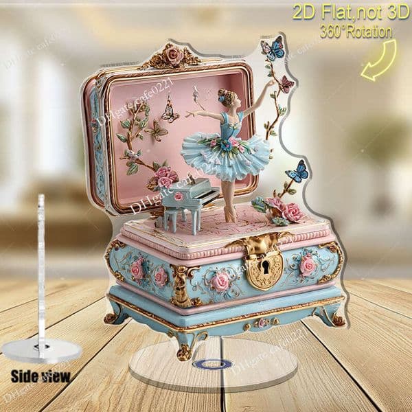 Wholesale Jewelry Pendant Box Designer Jewelry Box Festival Children's Day Gift 2D Flat Rotating Ornament Ballet Girl Music Box Ring Necklace Jewelry Storage Box