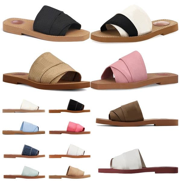 Luxury Sandals Flat Slides Designer Canvas Slippers Womens sandal sandale shoes casual bottom black white blue pink summer flat flip flops women
