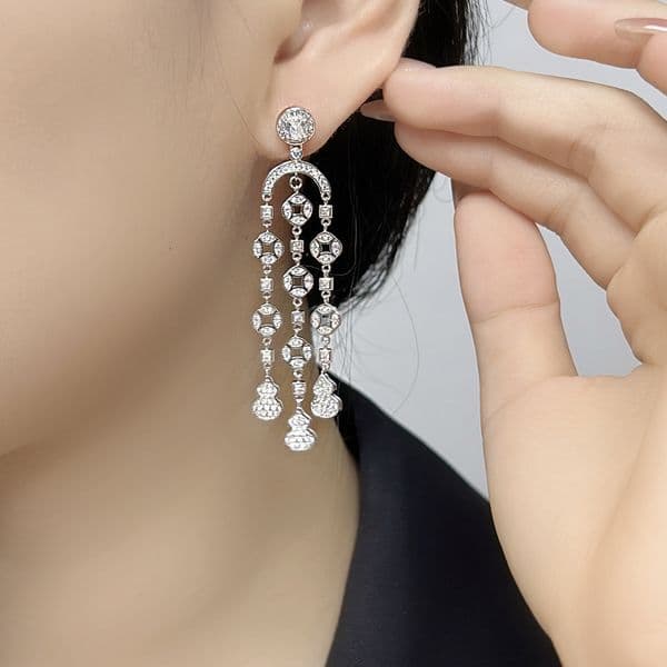 Earrings New Gold-Plated Gourd-Shaped With Coins Earrings, Celebrity-Inspired, Fashionable Women's Everyday Commuter Earrings