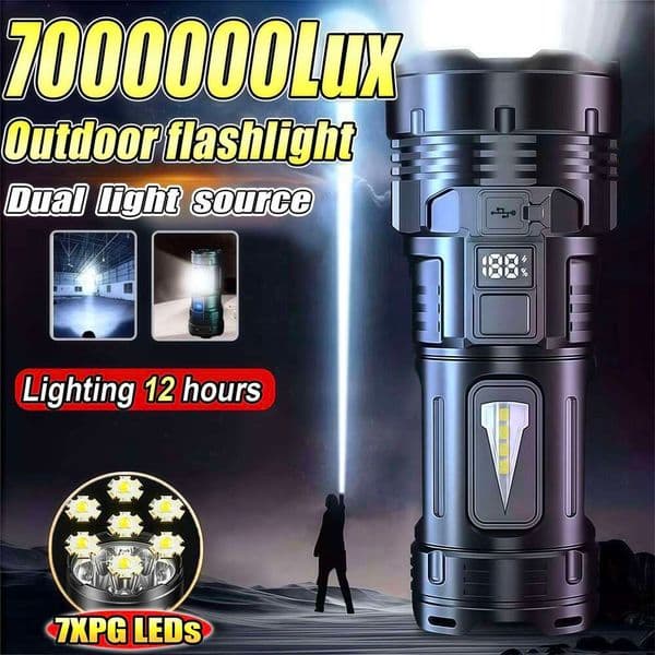 High Power LED 18650 USB C Rechargeable Led Flashlight with Side Light Torch Outdoor Hiking Camping Lantern Z260228