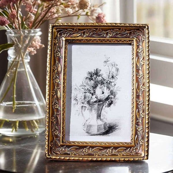 1PC, resin-framed retro gold frame, golden warm home desktop decoration photo frame ornament 26Y0228