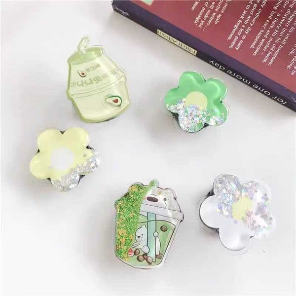 Universal Quicksand Cute Liquid Milk Tea Mobile Phone Holder Puppy Mobile Phone HolderJ260601