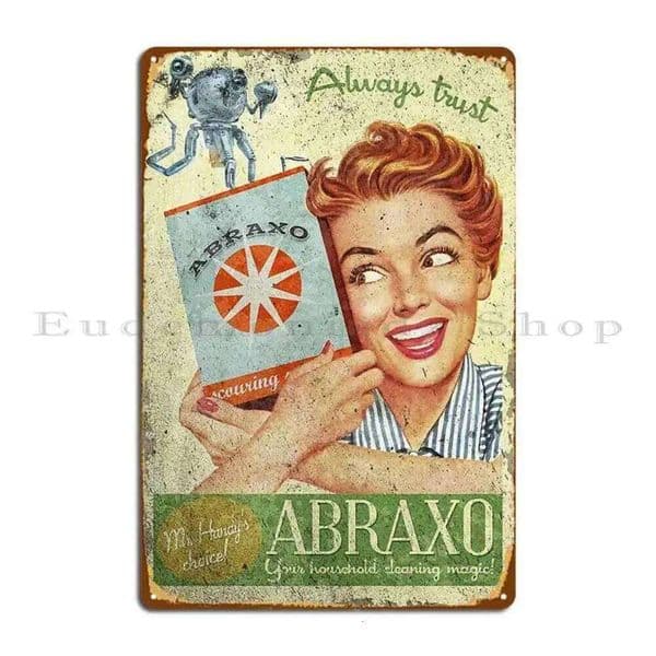 FalloutAbraxoWallMural Fallout Abraxo Ad Metal Plaque - Classic Designer Tin Sign Poster, Man Cave Wall Decor 26L0601