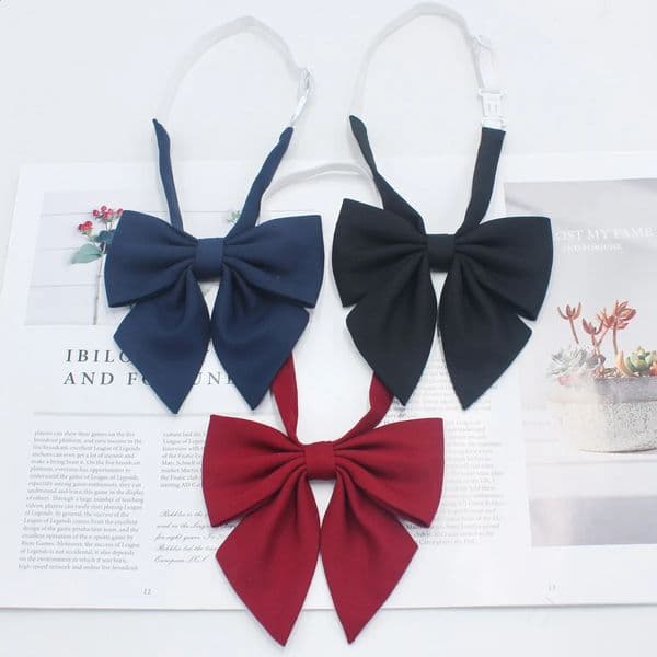 Students Red Solid Bowtie Cotton Bow Tie for Women Uniform Collar Butterfly Cravats Girls Bowties JK Shirt Dress Neck Wear Ties 260530