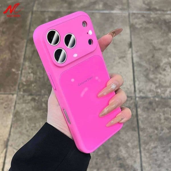 Genuine Glass Glossy Hard Shockproof Case 17 16 15 14 13 12 11 Pro Max Plus Macaron Candy Color Cover for iPhone Air