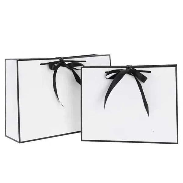 2026 Luxury Gift Packaging With perfume White cologne Cardboard Box Black Border Shopping Bag Portable Handbag Bow Tie Party Supplies Free Shipping 22