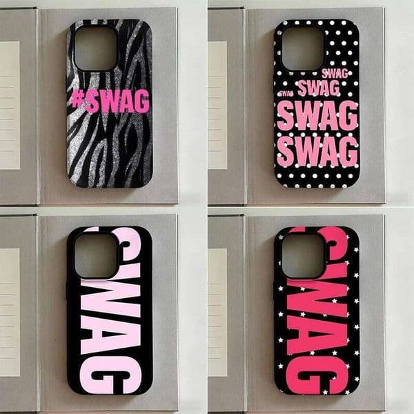 Fashion Y2K Letters "SWAG" Phone Case For iPhone 17 Air 16 Max 15 14 Plus 13 12 Mini 11 Pro Shockproof Silicone Back Cover 26Y0601