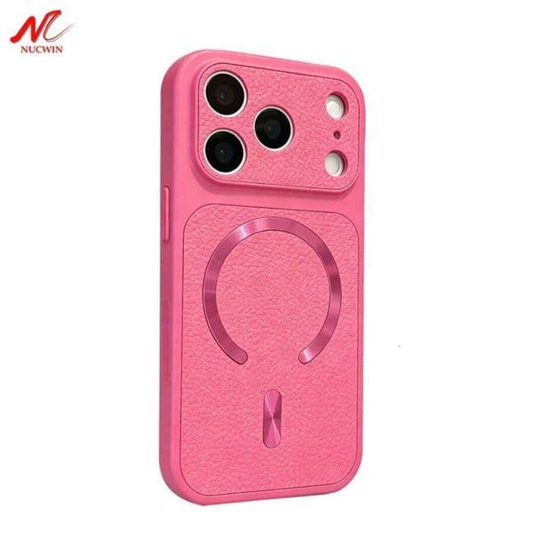 Lychee PU Leather For Magsafe Case 17 15 14 13 12 11 Pro Max Magnetic Shockproof Soft Cover for iPhone Air 16 Plus