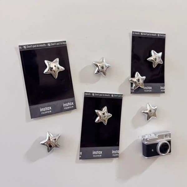 Fridge magnet with silver stars magnetic nail po wall mounting sticker 260601