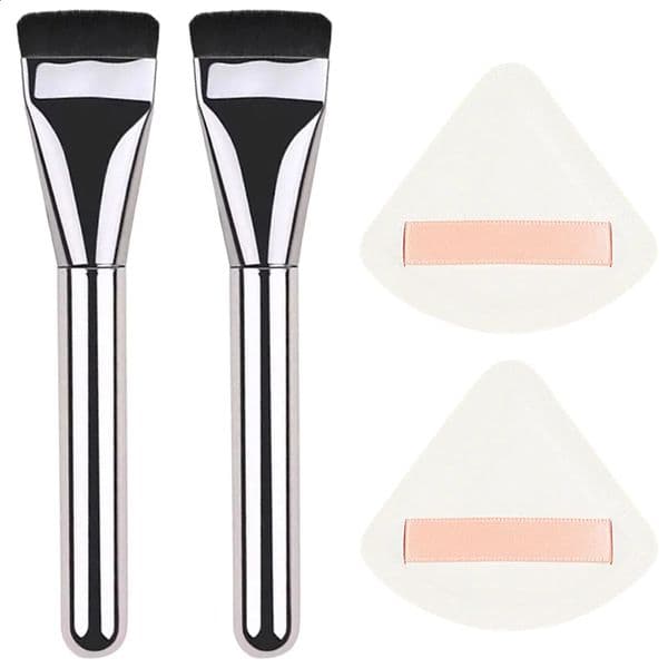 3/4pcs Foundation Brush Set Contour Brushes Stainless Steel Makeup Palette With Powder Puff Spatula Tool For Women Makeup Tools 260525