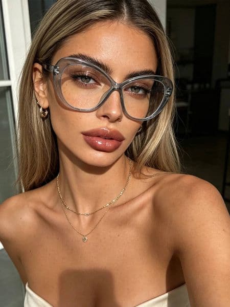 1Pc Cool Transparent Cat-Ear Cat-Eye Fashion Glasses, Personalized Design, Lightweight and Comfortable