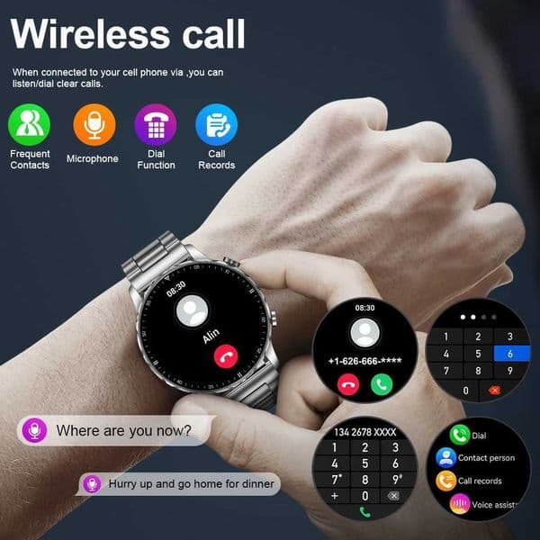 LIGE 2026 New Smart Watch Men Blood Oxygen Health Monitor Mens Watches AI Vo Assistant Call Men Sports SmartwatchJ260601