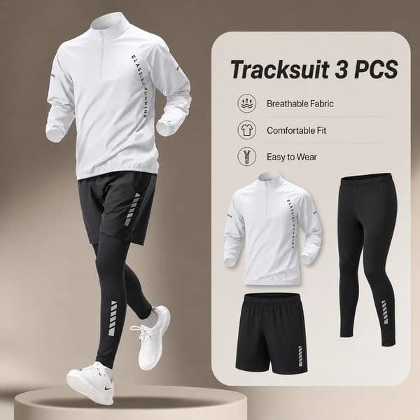 1-3 PCS Outdoor Mens Quick Dry Jacket Suit 1-3 piece Fitness Running Sets Sports Jogging Pants Workout Sportswear Equipment 260529
