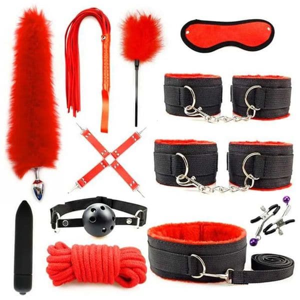2026 New Bdsm Bondage Set Couples Adult adult toys Kit With Handcuffs, Whip, Vibrator, Anal Plug, Gag - Erotic SM Sex Toys For Women And Partners 013