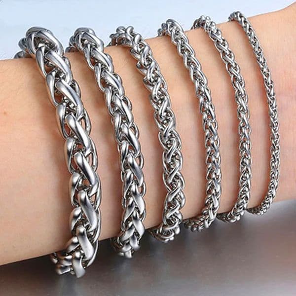 HNSP Simple Stainless Steel Twist Rope Chain Hand Bracelet For Men Jewelry Minimalist Style Accessories 260530