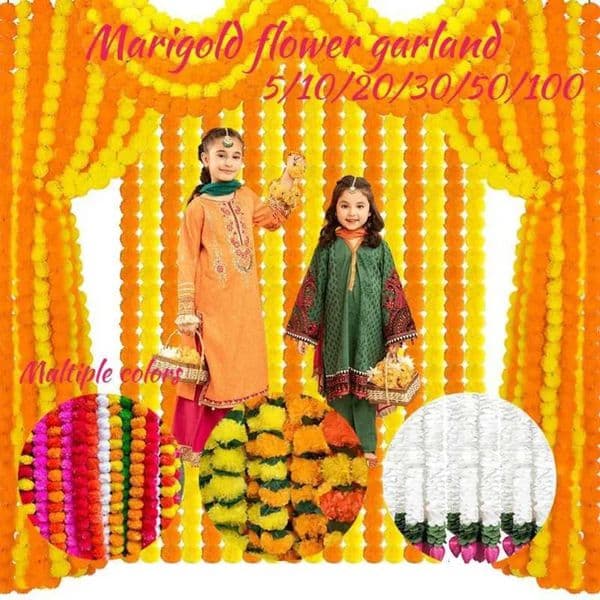 2026 cologne 5-100Pcs Garland For Decoration Artificial Marigold Flower perfume 5Ft1.5M Diwali Pooja Indian Wedding Day Of The Dead Mexican Free Shipping 11