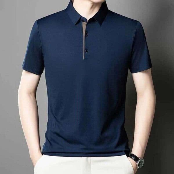 High End Ice Silk Short Sleeve T Shirt Men Summer New Comfortable Breathable Fashion Solid Color Simple Korean Casual Shir Z260527 16F 932