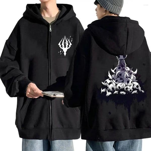 Men's Hoodies Game Hollow Knight Graphic Print Zipper Hoodie Fans Gift Men Women Clothing Fashion Oversized Zip Up Male Casual Jacket