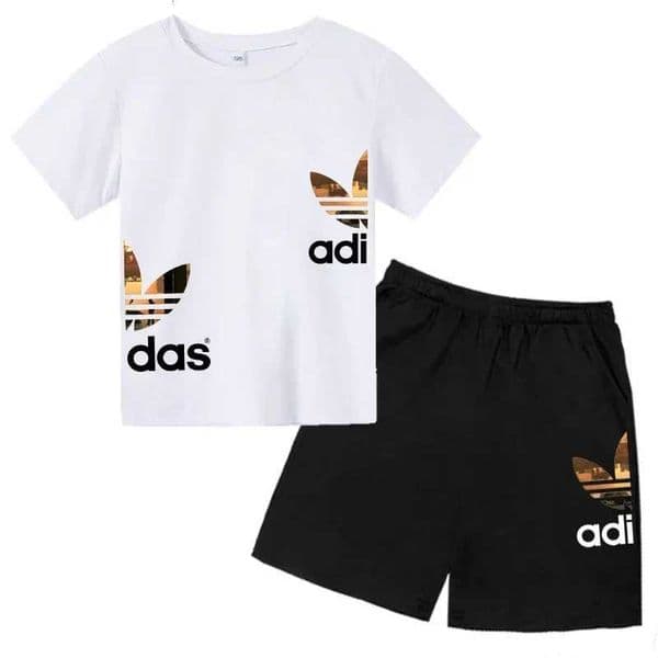 Kids Summer Leisure Letter 2pcs O-neck Short Sleeve T-shirtsPants Suits 3-13 Years Boys Girls Casual Outfits Children ClothesT260601