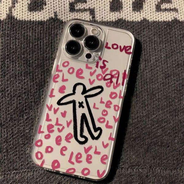 Pink Love Line Person Phone Case For iPhone Air XSMax XS XR X 17 16 15 14 11 Pro Max 13 12 Mini Cute Soft Back Cover