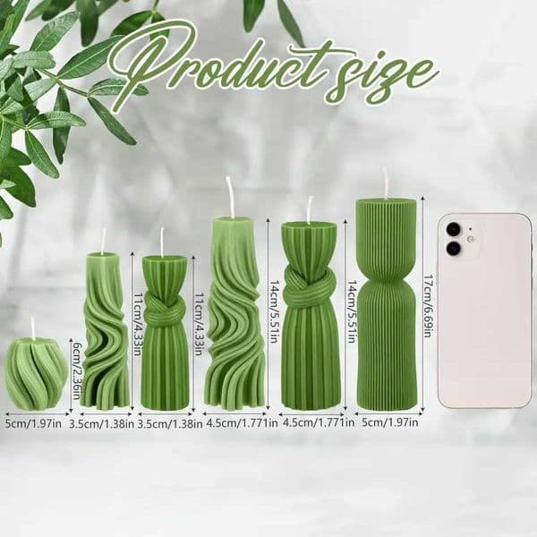 Pcs Pillar Candles Modern Aesthetic Ribbed Decorative Candle Set Cute Soy Wax Scented Ribbed Decor for HomeGreen236689 Inch C260530