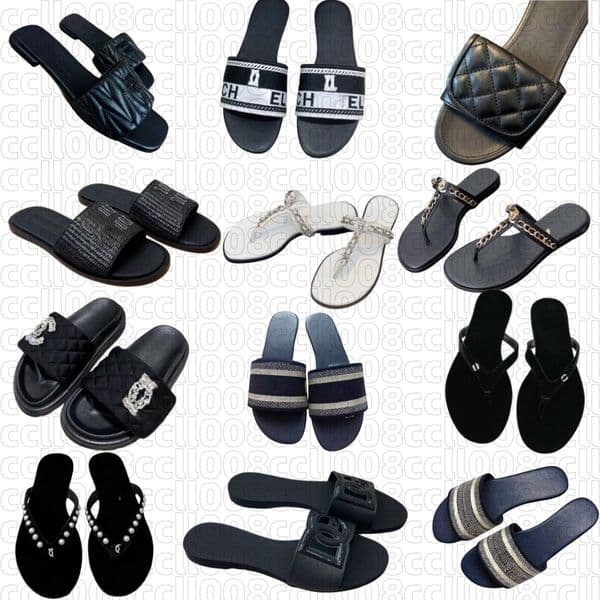 Sandals Designer Women Slippers Flat Mule Matelasse Slide Shoes Fashion Top Quality Black Summer Leather Sandals With Dustbag size 35-41 With Dustbag