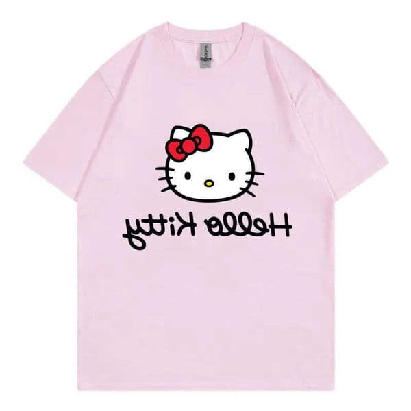Hello Kitty Cartoon Anime Women T-shirt Summer Short Sve 100 Cotton Men Tee Shirts Tops 2025 New Fashion Couple Clothing D260601